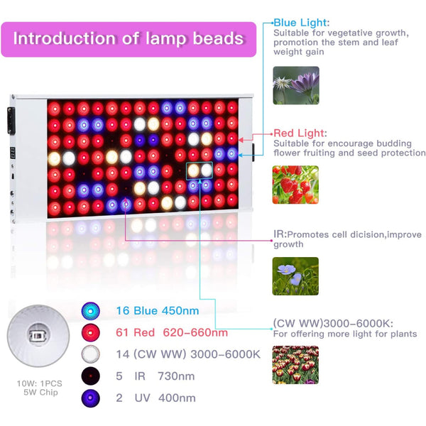 TECPHILE - 300W LED Grow Light for Indoor Plants - 2