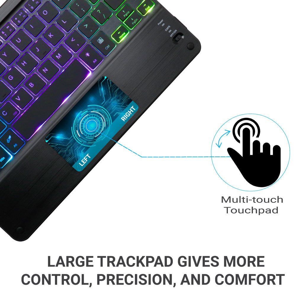 TECPHILE HB119D Wireless Keyboard includes a large multi-touch trackpad for enhanced control, precision, and comfort.