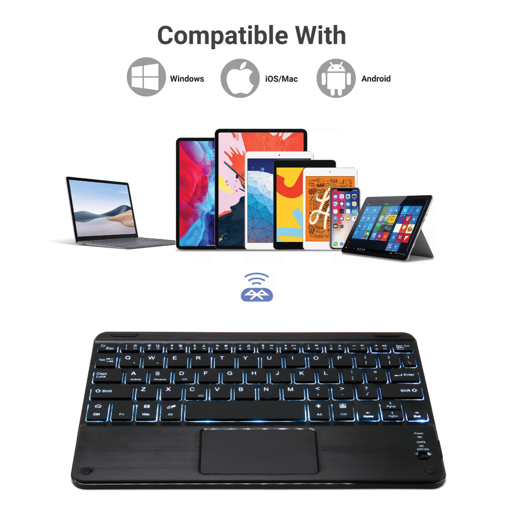 TECPHILE HB119D Bluetooth Wireless Keyboard is compatible with Windows, iOS/Mac, and Android devices for versatile connectivity.