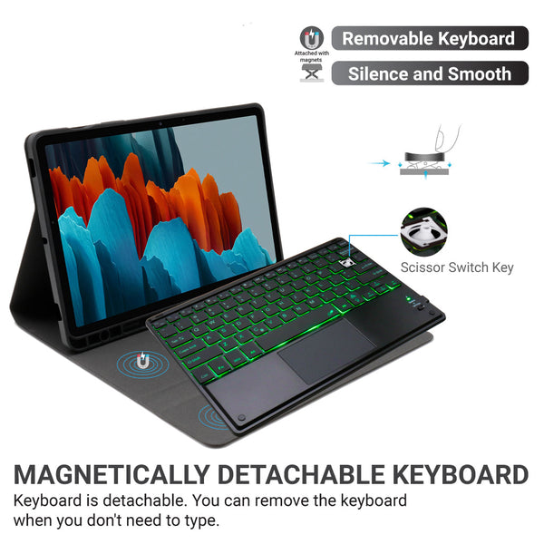 HK-T870T Wireless Keyboard Case For Samsung Galaxy Tab S7 - 4