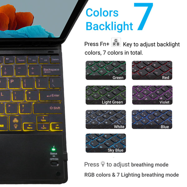 HK-T870T Wireless Keyboard Case For Samsung Galaxy Tab S7 - 2