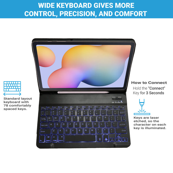 TECPHILE - PS-P610D Wireless Keyboard Case for Samsung Tab S6 Lite - 2