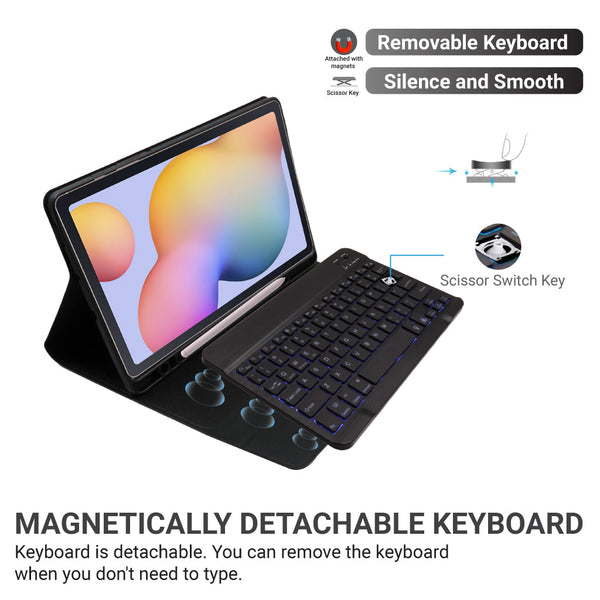 TECPHILE - PS-P610D Wireless Keyboard Case for Samsung Tab S6 Lite - 4