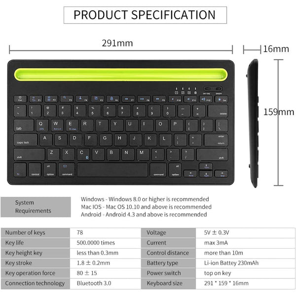TECPHILE - RK908 Wireless Muti-device Keyboard - 17