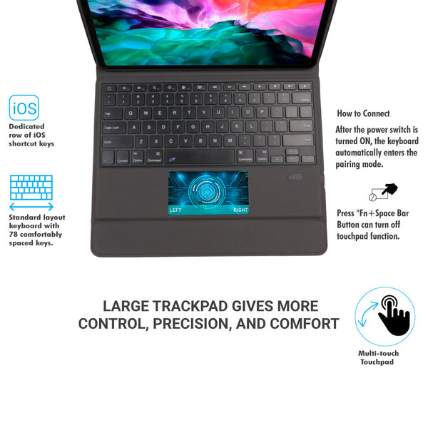 TECPHILE - T2098 Wireless Keyboard Case For iPad Pro 12.9