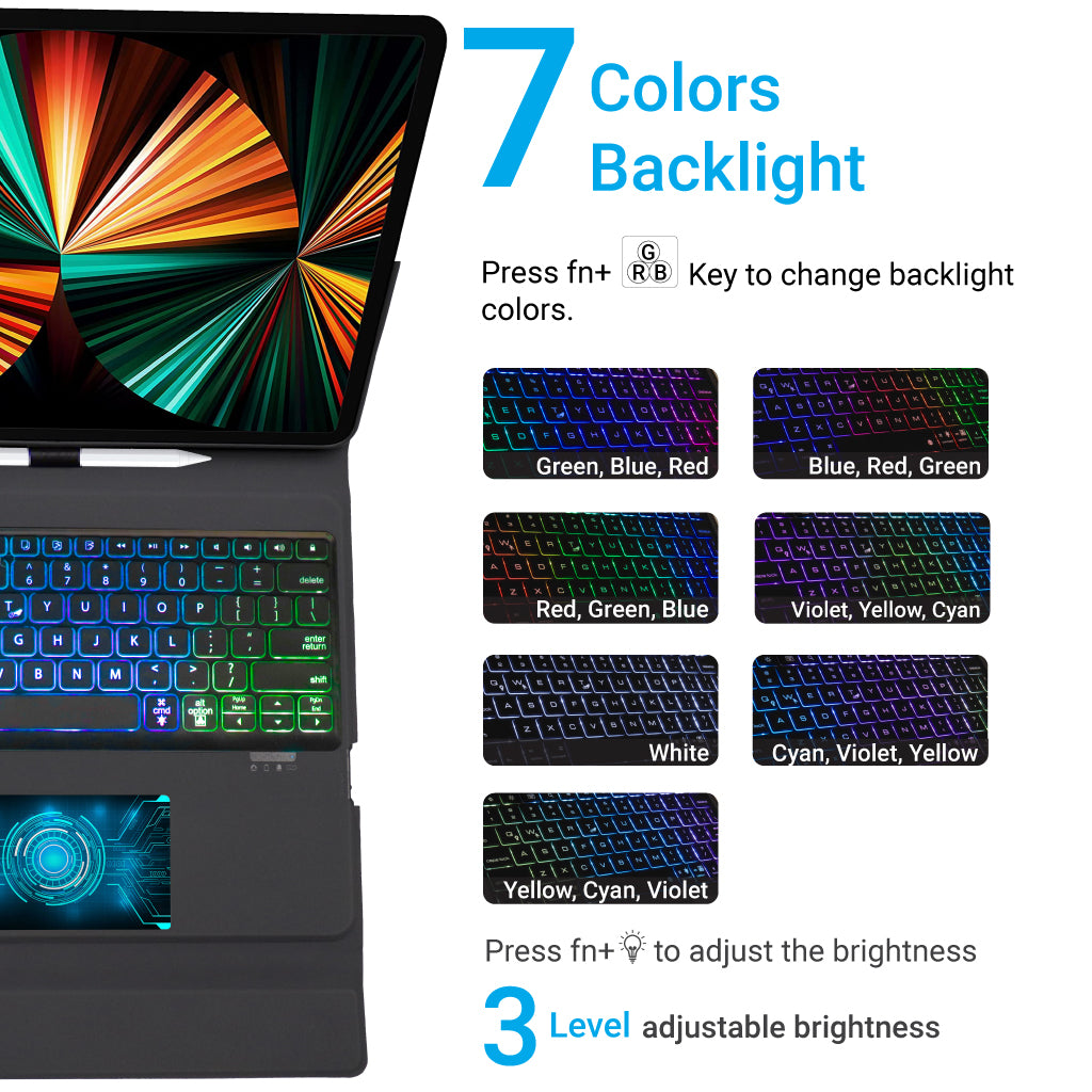 TECPHILE - W129TS Wireless Keyboard Case for iPad Pro 12.9