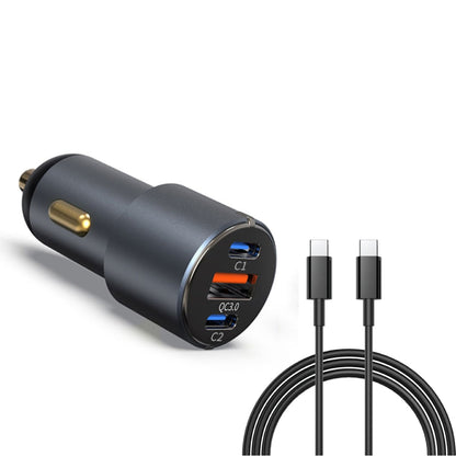 URVNS - C39 66W Mini Car Charger paired with USB-C cable, offering 66W fast charging for multiple devices in a compact form.
