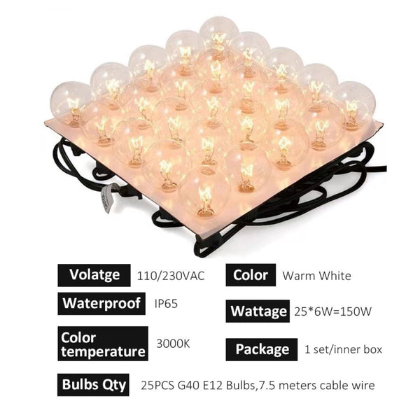 TECPHILE - G40 LED String Light Bulbs - 3